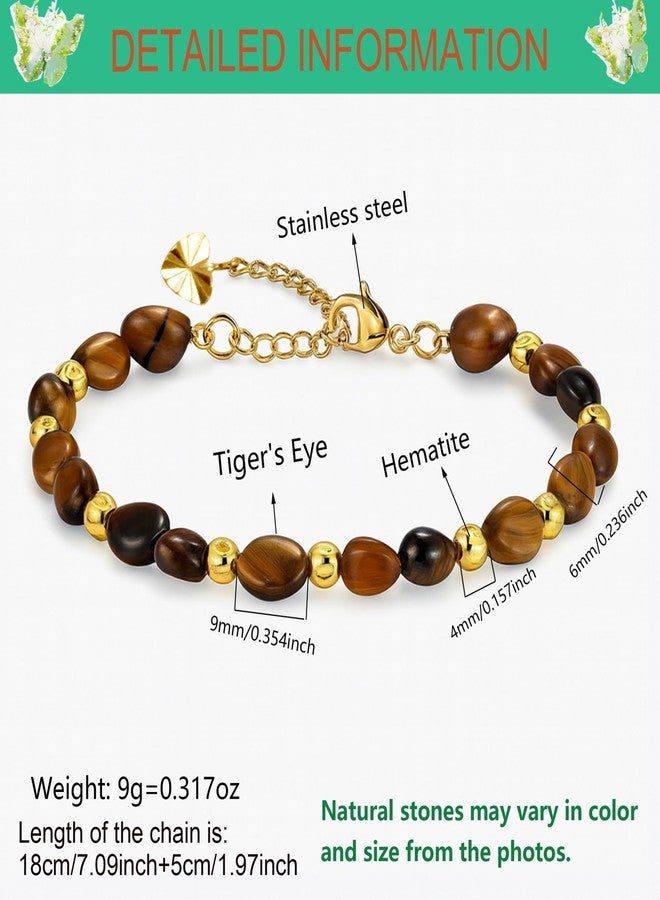 Tobestu Tiger Eye Irregular Stone Bracelet with Fall Pumpkin Spacer Beads - Bohemian Minimalist Style YA5871 - Image 3